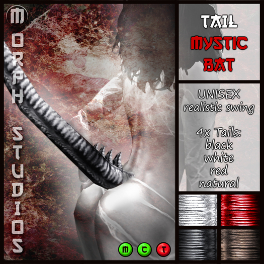 0o MORPH TAILS Mystic Bat with realistiv swing / black, red, white, natural