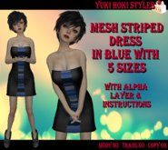 YHS Mesh Striped Elegance Dress Blue Promo Sale