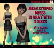 YHS Mesh Striped Elegance Dress Gray Promo Sale
