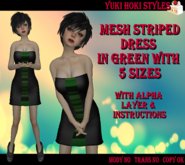 YHS Mesh Striped Elegance Dress Green Promo Sale