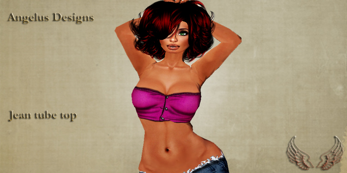 Jean tube top pink