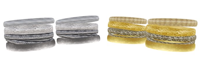 Anklets with 5 rings gold+silver