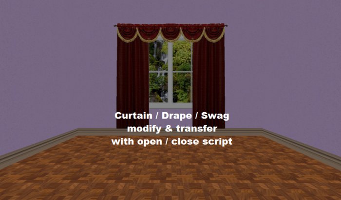 Curtain / Drape / Swag crimson regency with open/close script