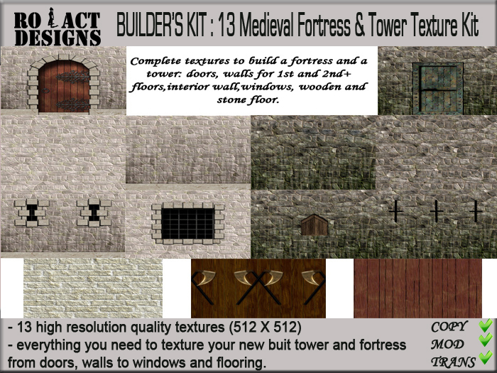 ..::RO!ACT::..DESIGNS Medieval Fortress & Tower Texture Kit