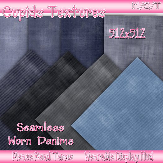 *CUPIDS* 8 SEAMLESS WORN DENIMS Textures