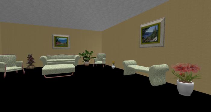 Complete Living Room Green/Beige Furniture Set