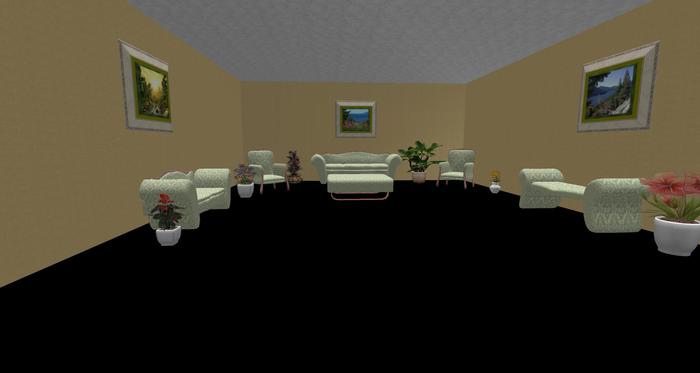 green/beige couch sits 3