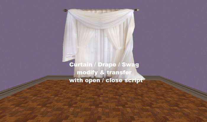 Curtain / Drape / Swag white non sym. with open/close script