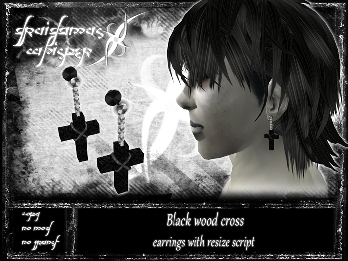 Druidamus Whisper - Black wood cross - earrings