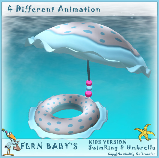 Kids SwimRing & Umbrella - Blue