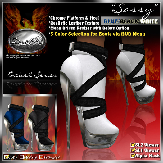 PROMO $150 OFF ~ !Drakke! "Sassy" Ankle Boots(3 Color)  ~Works with ALL Viewers (Comes with Alpha Masks)