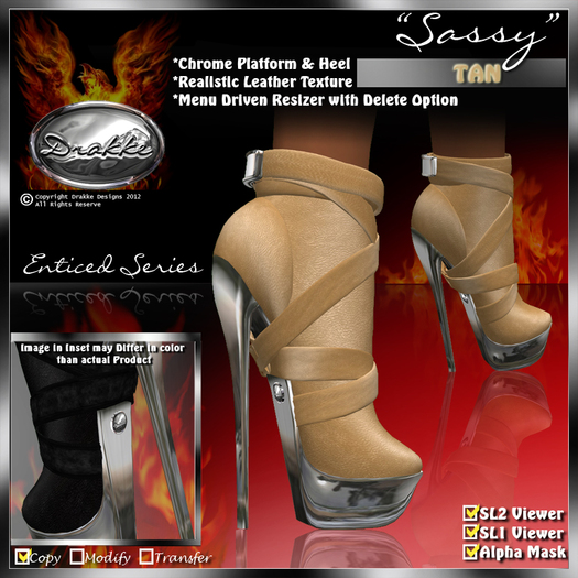 !Drakke! "Sassy" Ankle Boots(Tan)  ~Works with ALL Viewers (Comes with Alpha Masks)