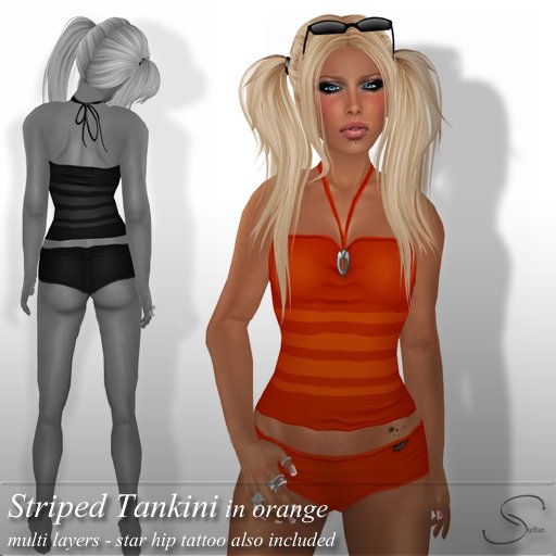 [Stellar] Striped Tankini in orange