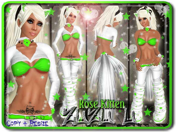 !...:::ZUZU~U::...! ~Rose Kitten~ Neko Outfit - Green