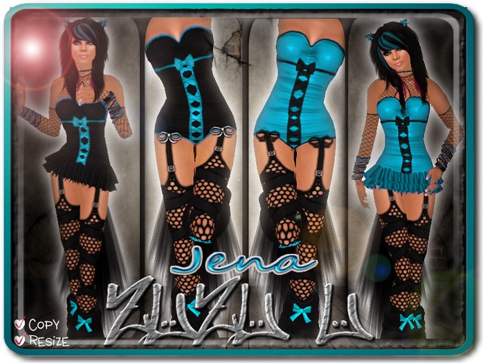 !...:::ZUZU~U::...! ~Jena~ Blue & Black Neko Outfits