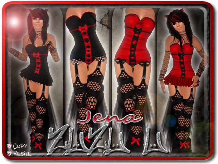 !...:::ZUZU~U::...! ~Jena~ Red & Black Neko Outfits