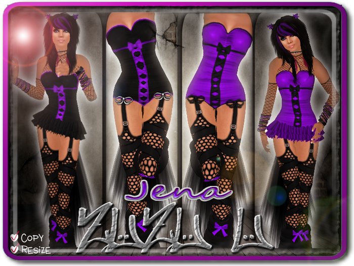 !...:::ZUZU~U::...! ~Jena~ Purple & Black Neko Outfits