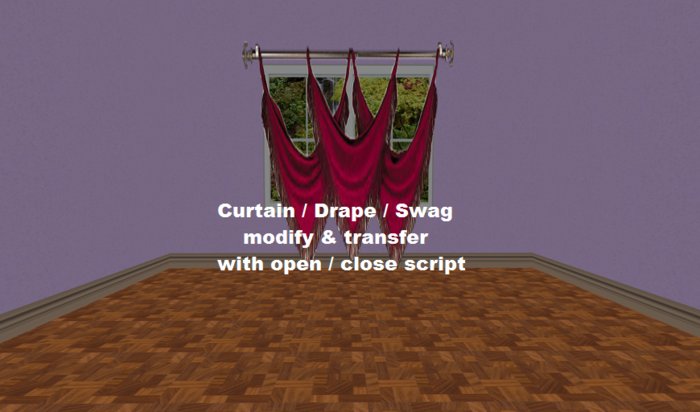 Curtain / Drape / Swag red hankie with open/close script