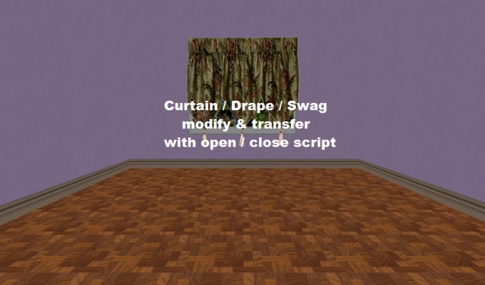 Curtain / Drape / Swag tasseled olive with open/close script