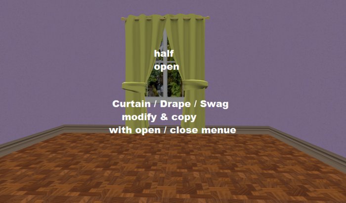 Curtain / Drape / Swag yellowgold with open/close Menue