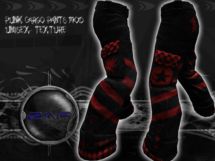 Black Punk Jean - red