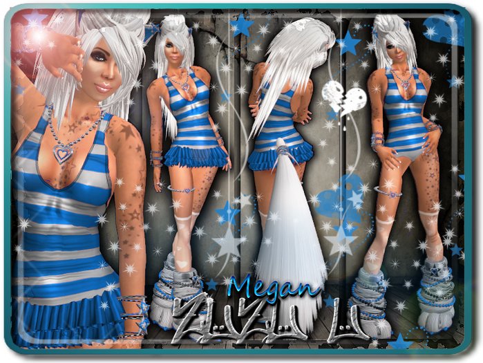!...:::ZUZU~U::...! ~Megan~ Blue & White Neko Outfit