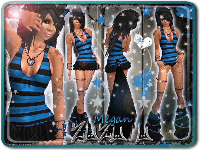 !...:::ZUZU~U::...! ~Megan~ Blue & Black Neko Outfit