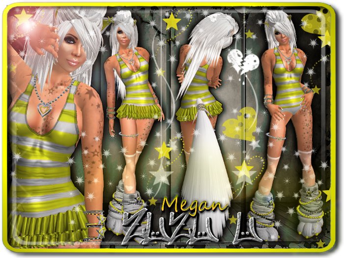 !...:::ZUZU~U::...! ~Megan~ Yellow & White Neko Outfit
