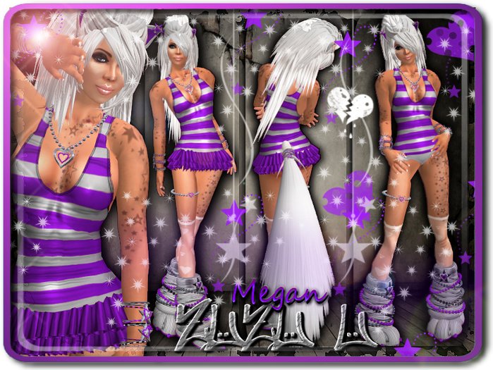 !...:::ZUZU~U::...! ~Megan~ Purple & White Neko Outfit