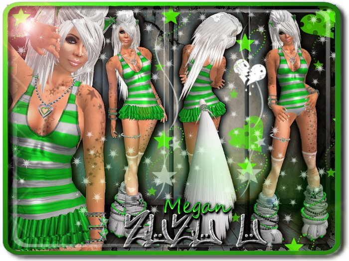 !...:::ZUZU~U::...! ~Megan~ Green & White Neko Outfit