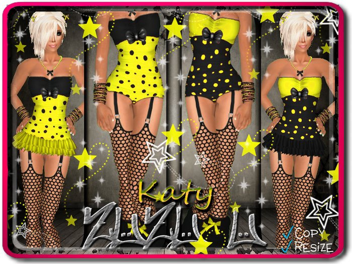!...:::ZUZU~U::...! ~Katy~ Yellow & Black Neko Outfits
