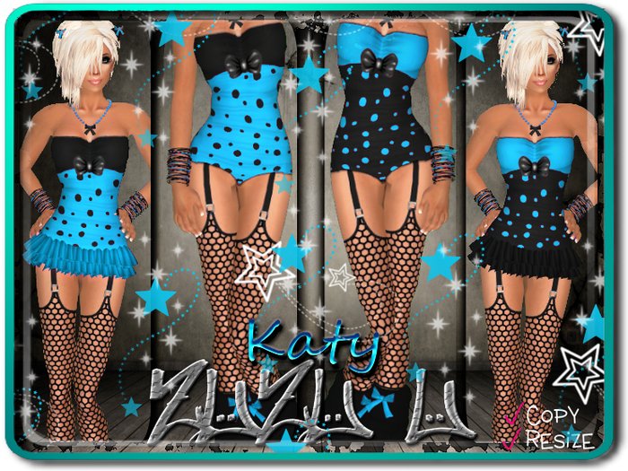 !...:::ZUZU~U::...! ~Katy~ Blue & Black Neko Outfits