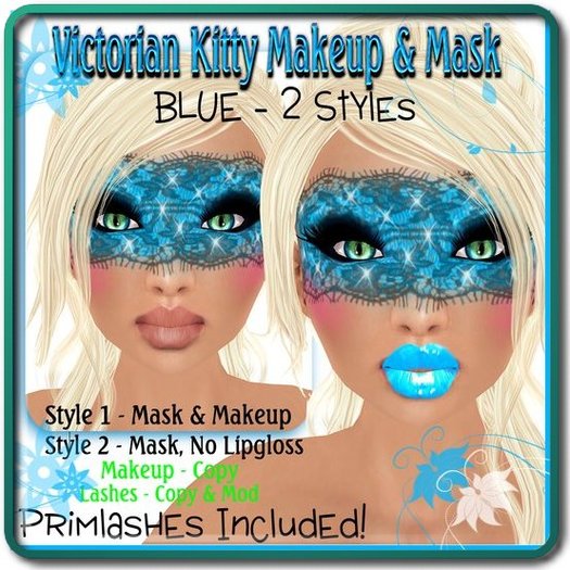 !...:::ZUZU~U::...! ~Victorian Kitty~ Makeup & Mask - Blue