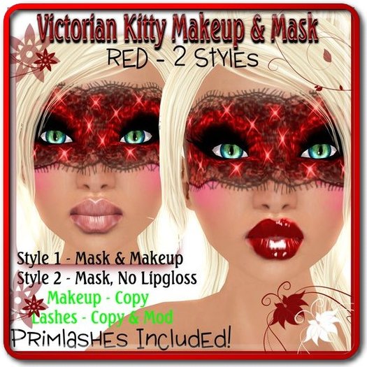 !...:::ZUZU~U::...! ~Victorian Kitty~ Makeup & Mask - Red