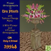 10 Flower Arrangements in an Urn Plinth - Only 2 Prims - Promo 50% Off