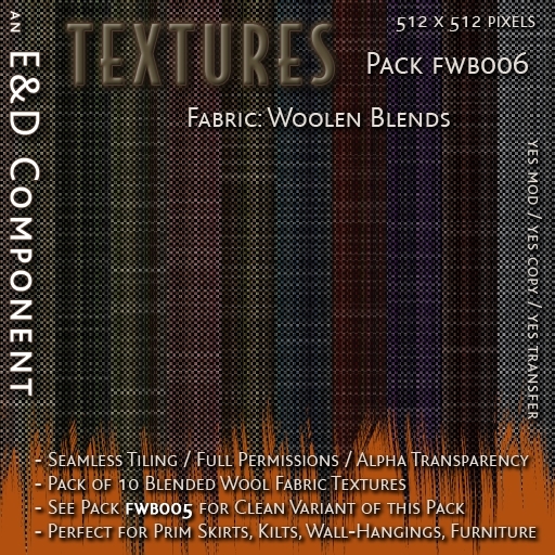 [FWB006] 10 Blended Wool Fabric Textures from E&D ENGINEERING