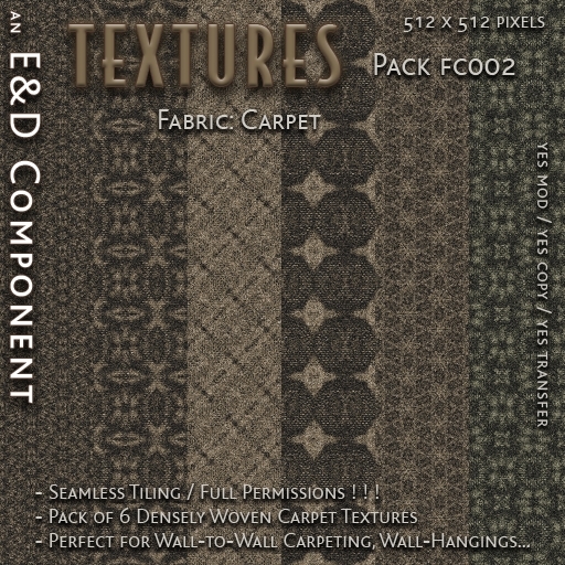 [FC002] 6 Densely Woven Carpet Textures from E&D ENGINEERING