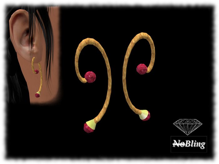 !NB!_NoBling: Earring Spiral Gold Ruby Bagged