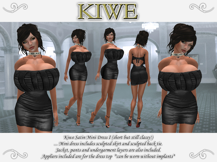 Kiwe Satin Mini Dress I (black) for Prim B's