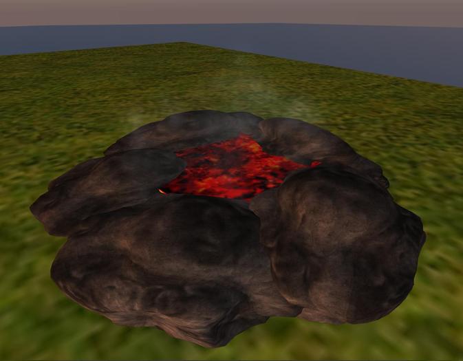 With rock gray smoke and lava movement