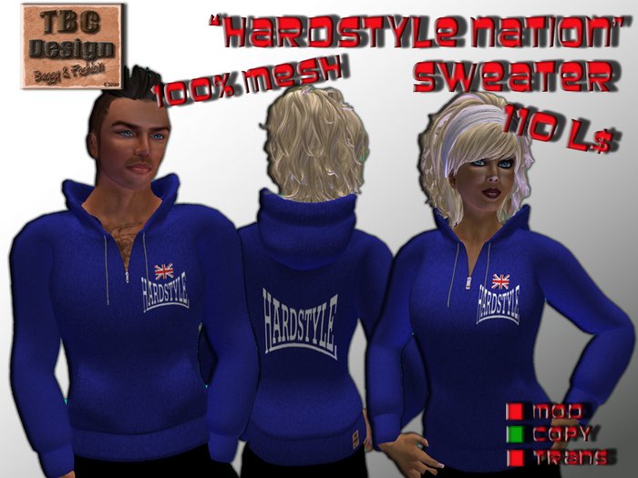 .:TBC Design:. Mesh Sweater Hardstyle Nation Blue - GB