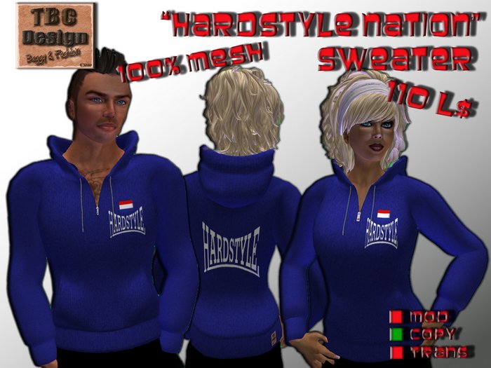 .:TBC Design:. Mesh Sweater Hardstyle Nation Blue - NL
