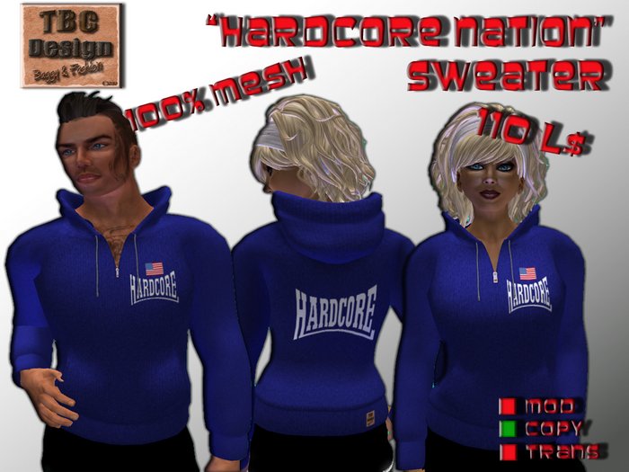 .:TBC Design:. Mesh Sweater Hardcore Nation Blue - USA