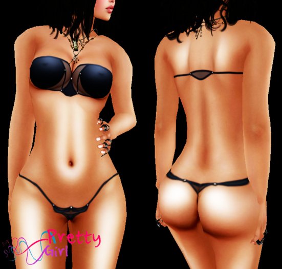 .::PrettyGirl::. Hevenley Panties & Bra Set- Blue