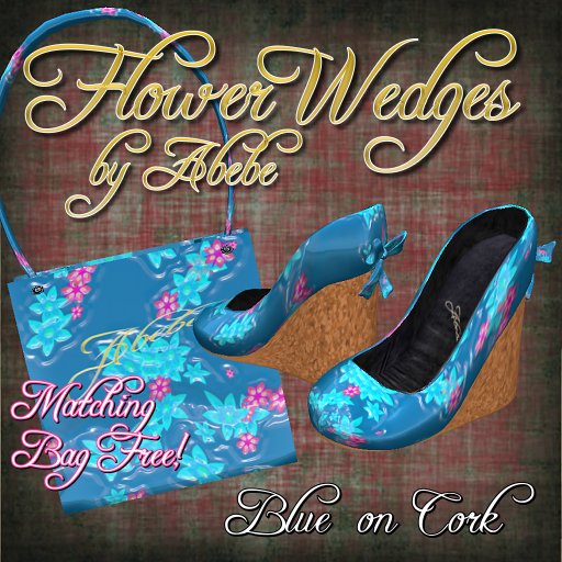 Abebe High Heel Wedges FlowerPower Blue