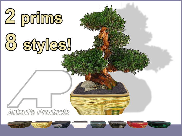 Arkad's 2 prims mini tree v20 bonsai with texture changeable pot