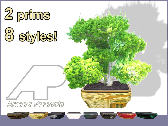 Arkad's 2 prims mini tree v5 bonsai with texture changeable pot