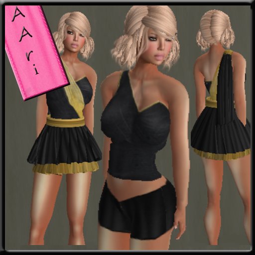 Aari Roman Toga Black Gold Trim..