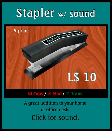 InZane Design Stapler w/ sound