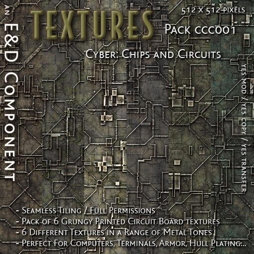 [CCC001] 6 512px Grungy Circuitry Textures PCB Printed Circuit Board Textures from E&D ENGINEERING